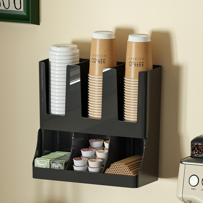 Wallpaper Coffee And Tea - 紙コップ収納ボックス、家庭用黒色パッキングカップホルダー、コーヒーティーショップ用使い捨て紙コップホルダー、多機能収納ボックス、壁掛けカップホルダー