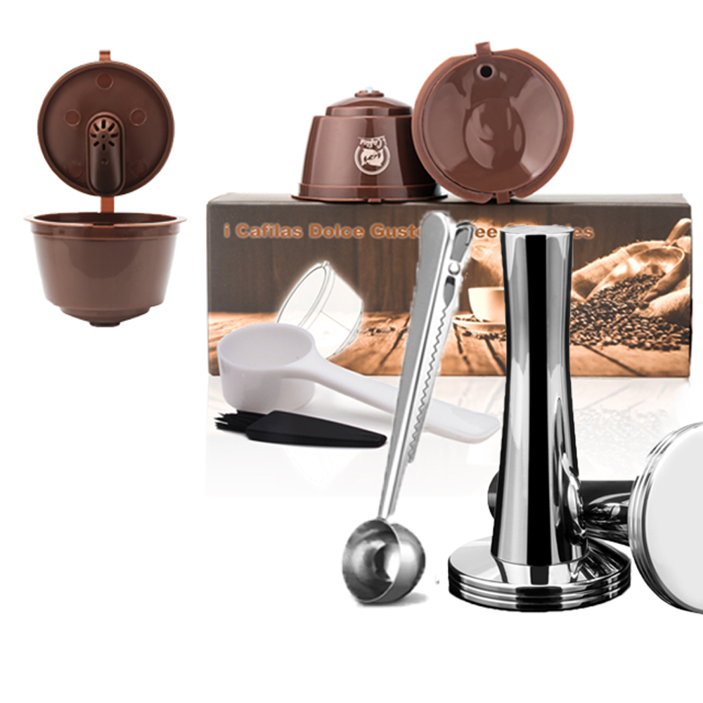 Coffee Tea Nescafe - ネスカフェドルチェグストコーヒーフィルター用の再利用可能なカプセル,コーヒー,ティー,ドリッパー,カップ,スプーンブラシ用