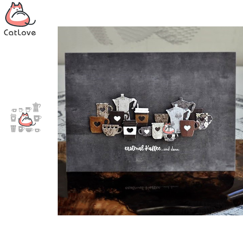 Coffee Stencil Art - Catlove コーヒーカップ金属切削ダイススクラップブッキング金型ナイフステンシルダイカットカードメイキング DIY クラフトエンボス加工新 2020 用ダイス