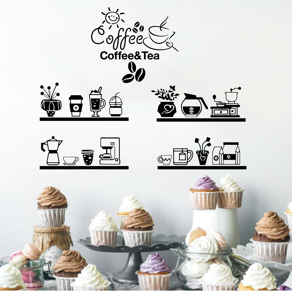 Switching Coffee To Tea - コーヒー豆の形をした大きなウォールステッカー,ミルクティーカップ,ガラスのステッカー,カップ,キッチン,アイス,休憩,パン,コーヒーショップ,家の装飾