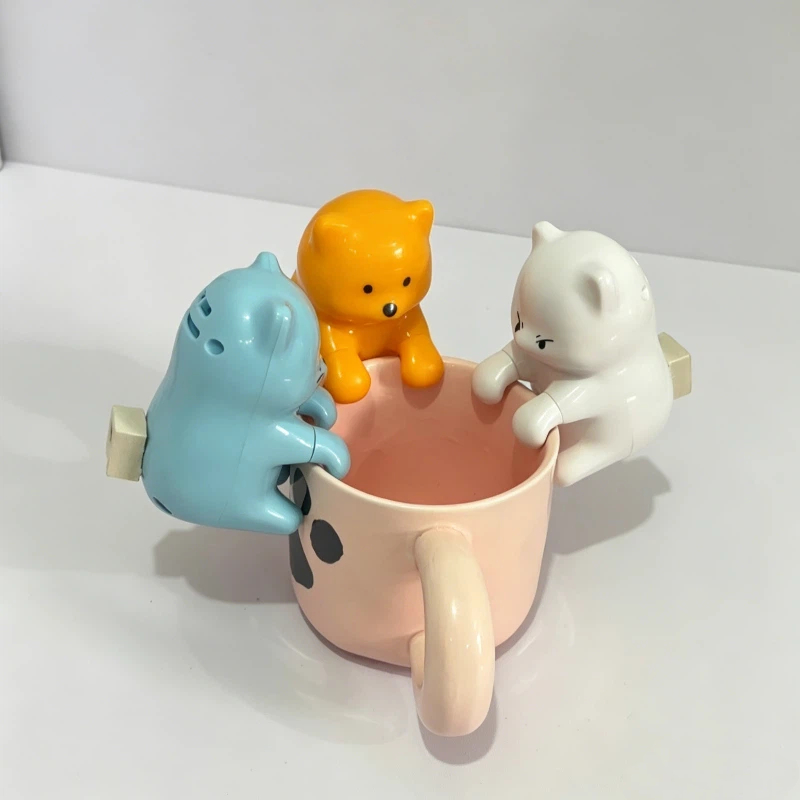 Coffee Tea Warmer - かわいい漫画猫型カップエッジミニファン自動水冷式3分急速冷却、お湯、コーヒー、ご飯料理用、携帯可能