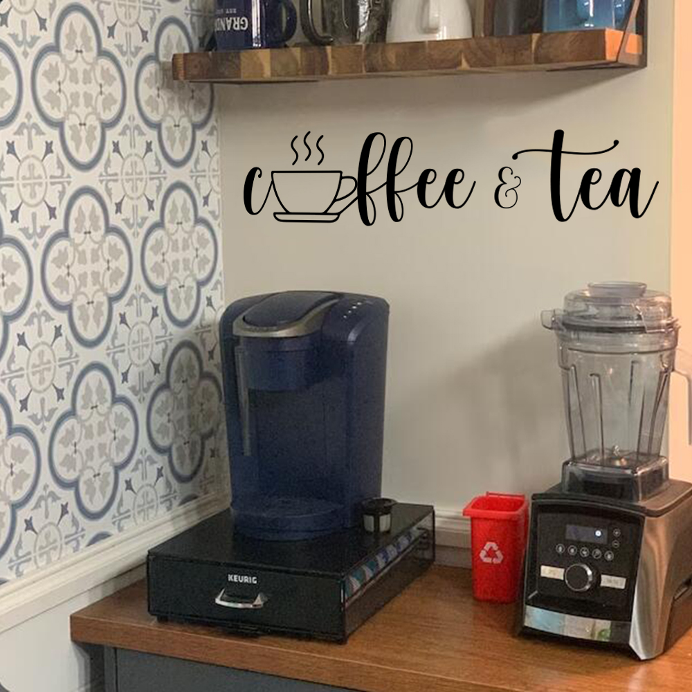 Switching Coffee To Tea - コーヒー & ティーカップの壁のステッカー,窓のステッカー,ファームハウス,キッチン,お祭りの装飾,リビングルームのビニール
