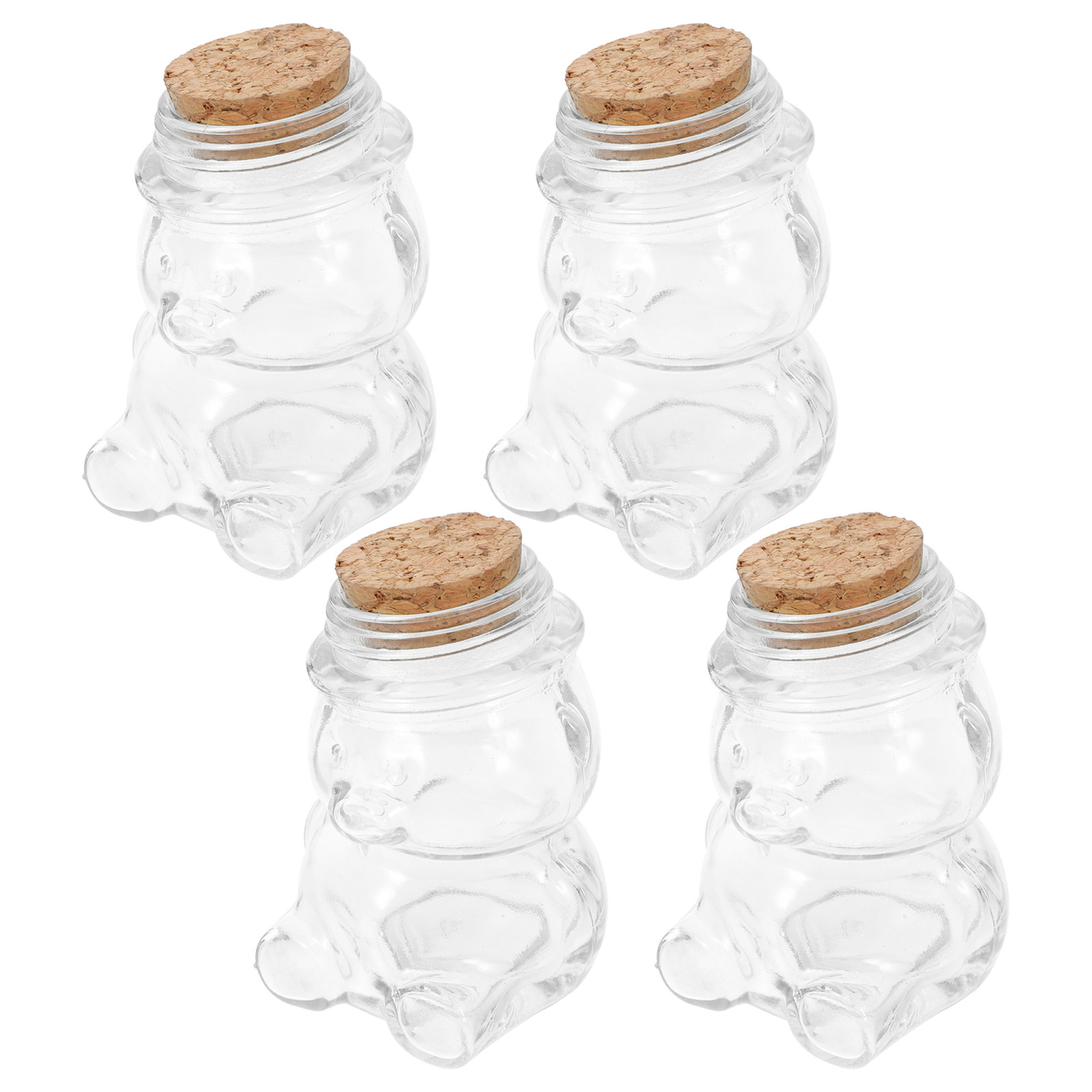 Coffee Tea Sugar Container Set - 4個入りガラスキャンディジャーセット 透明な気密食品保存容器 お菓子、ビスケット、紅茶、コーヒー、砂糖、塩、胡椒、ジュエリー用