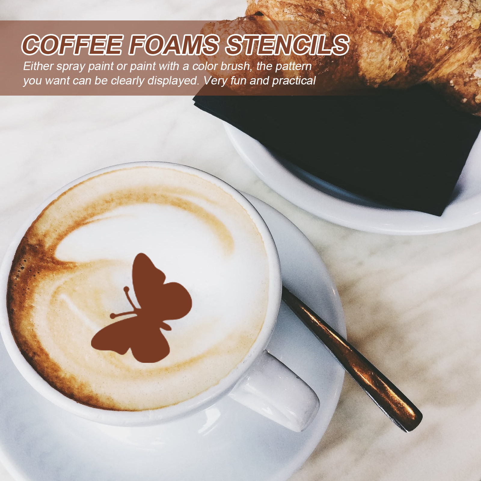 Coffee Stencil Art - 30 個コーヒー DIY ステンシルセット イースター風ラテテンプレート カプチーノアート