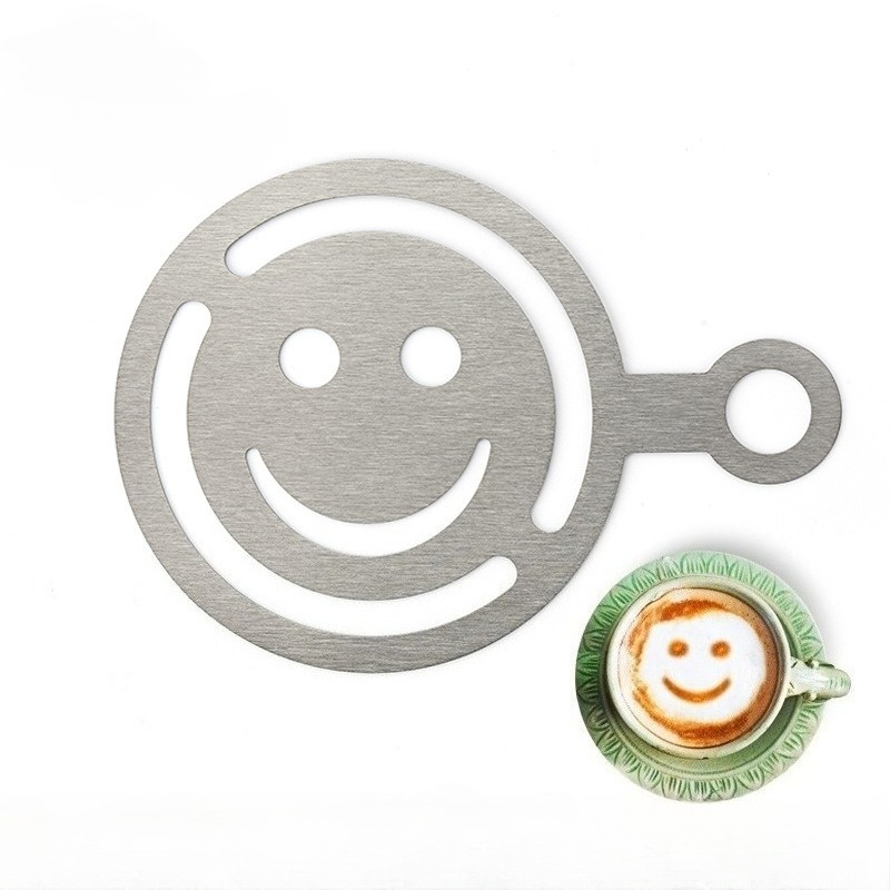 Coffee Stencil Art - ステンレス製ラテアートステンシル、パン用粉振り器、スプレーフラワーモールド、コーヒーショップラテアートツールセット