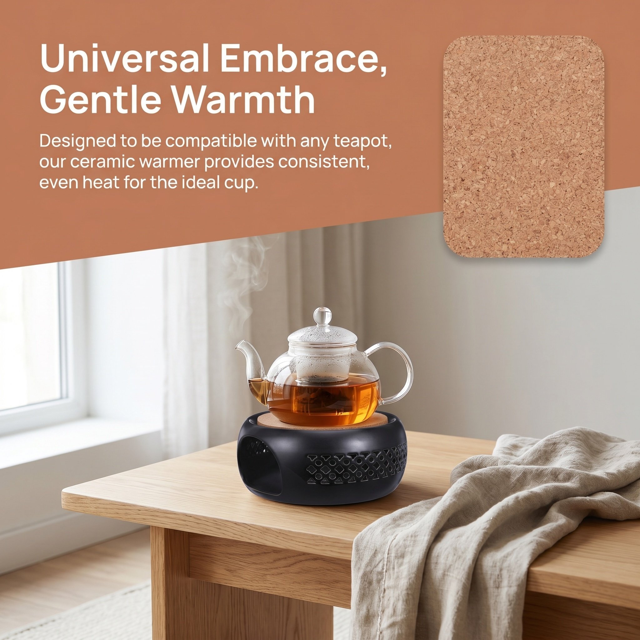 セラミックティーポットウォーマー コルククッション加熱スタン - Coffee Tea Warmer のレビューと価格