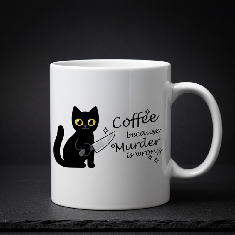 面白い猫柄のコーヒーマグカップ「殺人は間違っているからコーヒ - Coffee Tea Wrong のレビューと価格