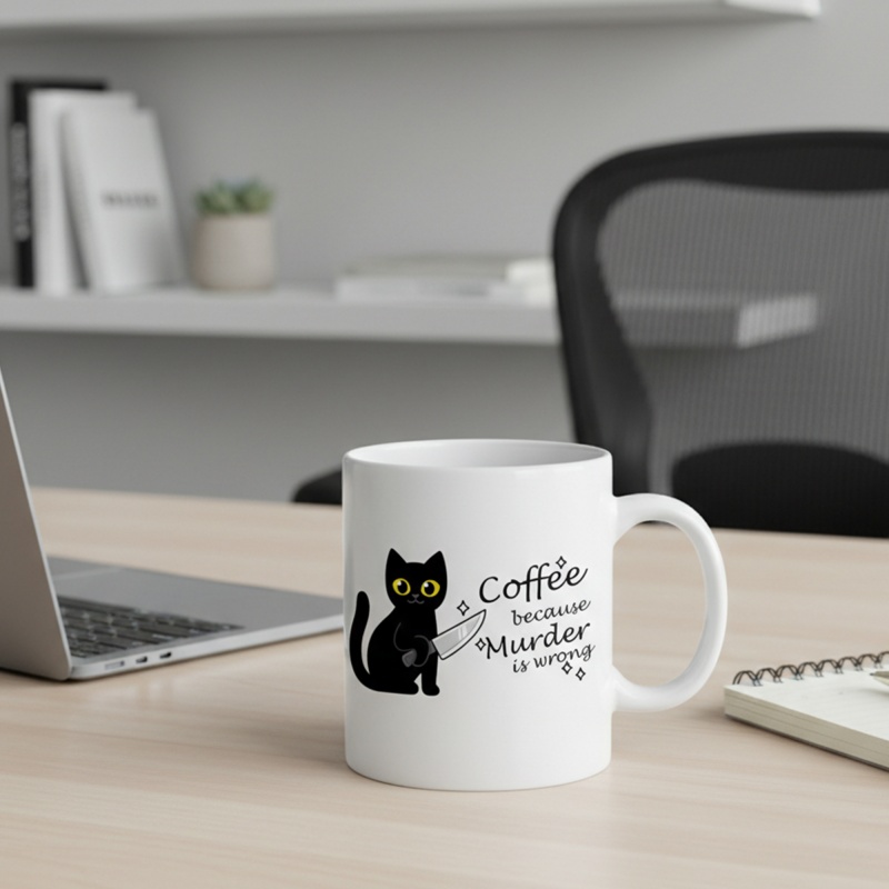 面白い猫柄のコーヒーマグカップ「殺人は間違っているからコーヒ - Coffee Tea Wrong のレビューと価格