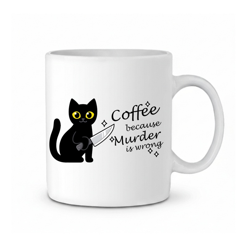 面白い猫柄のコーヒーマグカップ「殺人は間違っているからコーヒ - Coffee Tea Wrong のレビューと価格