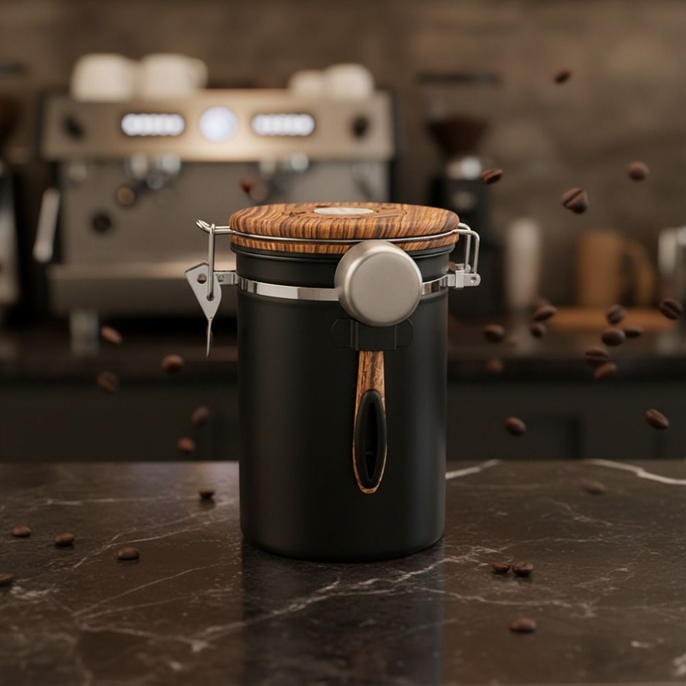 304ステンレス製コーヒー豆保存容器 密閉型 スプーン付き  - Coffee Tea Bean Leaf のレビューと価格