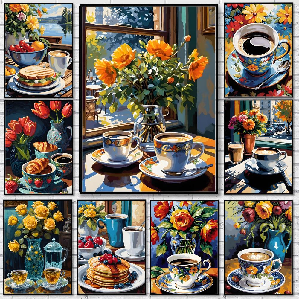 アフタヌーンティーコーヒーカップポスターステッカー自己粘着式 - Wallpaper Coffee And Tea のレビューと価格