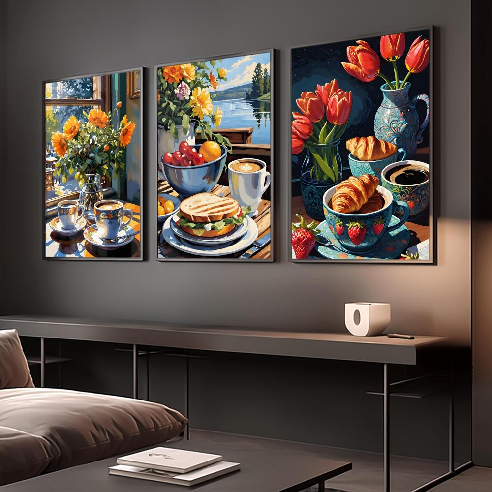 アフタヌーンティーコーヒーカップポスターステッカー自己粘着式 - Wallpaper Coffee And Tea のレビューと価格