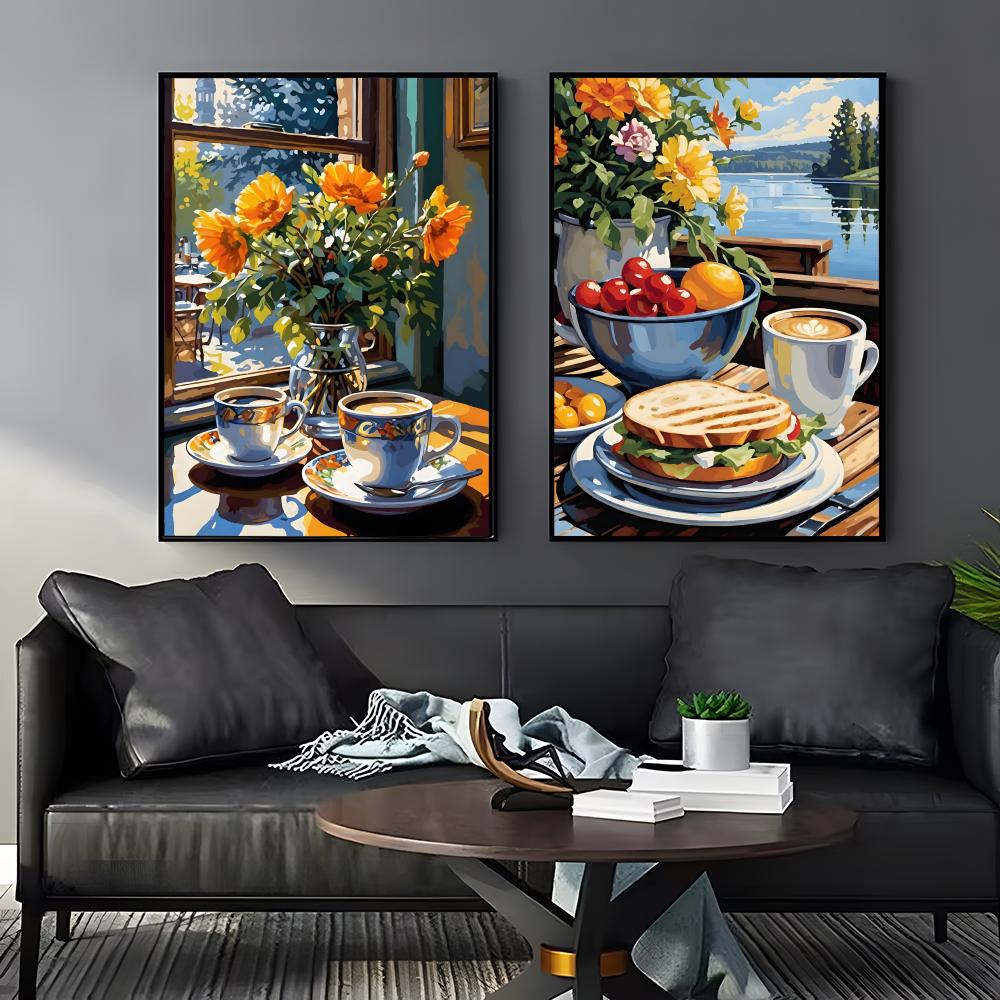 アフタヌーンティーコーヒーカップポスターステッカー自己粘着式 - Wallpaper Coffee And Tea のレビューと価格