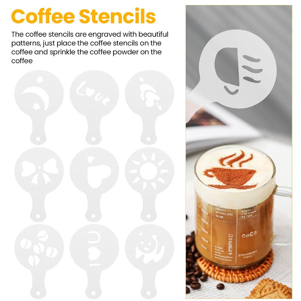 ステンレス鋼ラテアートペンポータブルデザイン再利用可能なステ - Coffee Stencil Art のレビューと価格