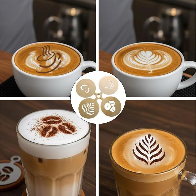 4 ピース/セットステンレス鋼コーヒーテーマアートステンシル - Coffee Stencil Art のレビューと価格