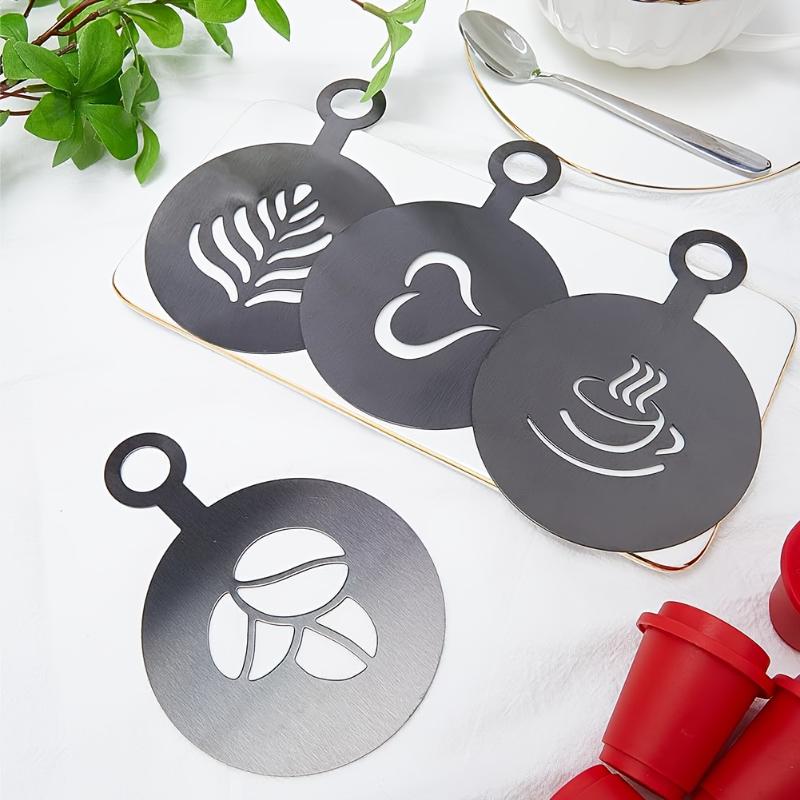4 ピース/セットステンレス鋼コーヒーテーマアートステンシル - Coffee Stencil Art のレビューと価格