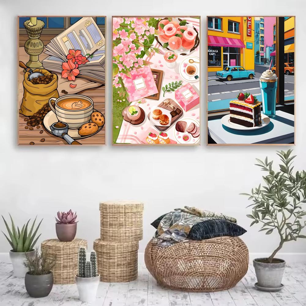 アフタヌーンティーコーヒーカップポスター紙プリントホームリビ - Wallpaper Coffee And Tea のレビューと価格