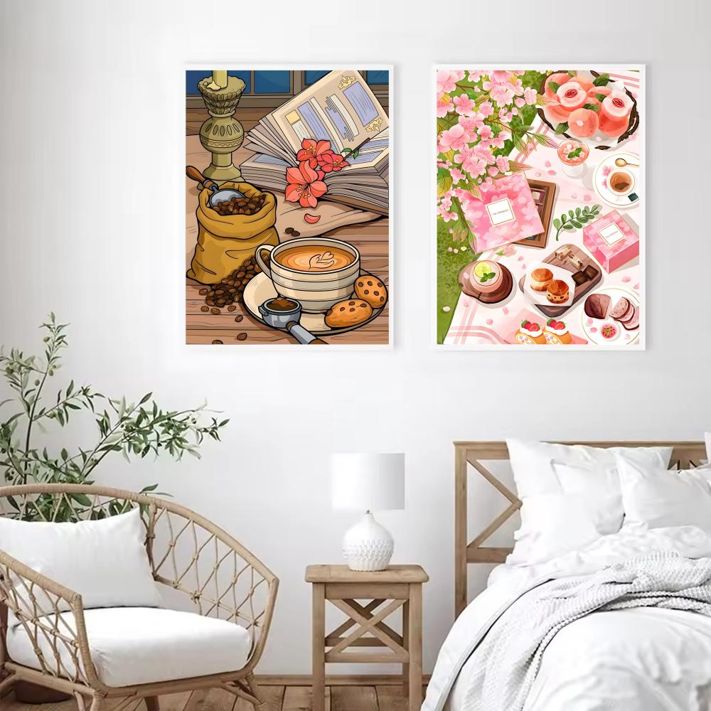 アフタヌーンティーコーヒーカップポスター紙プリントホームリビ - Wallpaper Coffee And Tea のレビューと価格