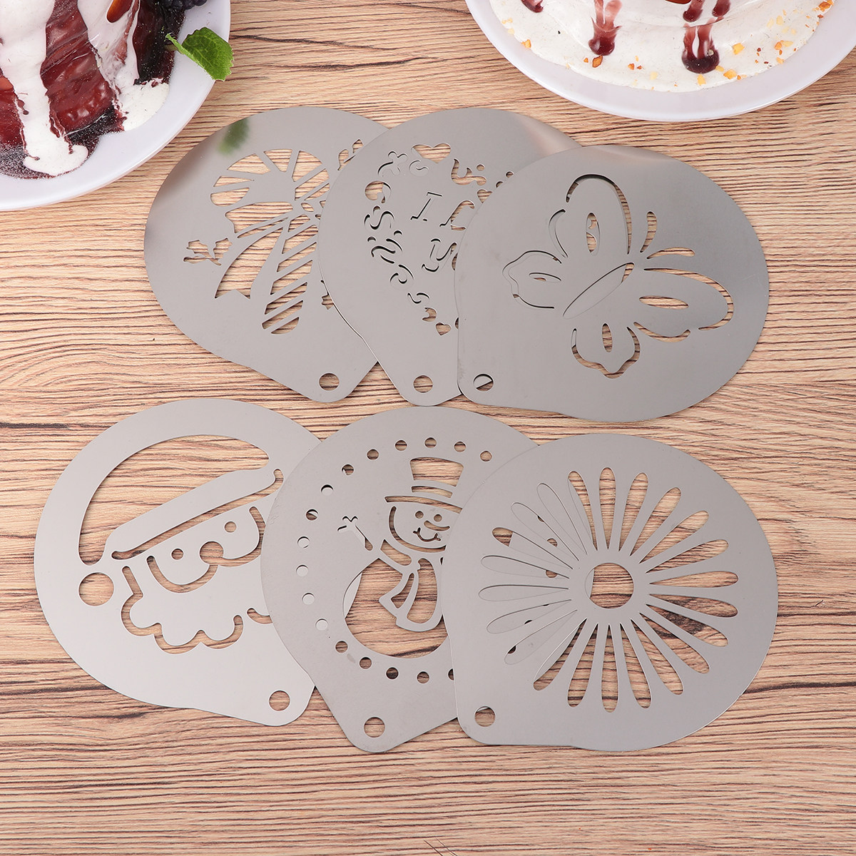 1 セットコーヒーステンシルステンレス鋼耐性 DIY カプチ - Coffee Stencil Art のレビューと価格