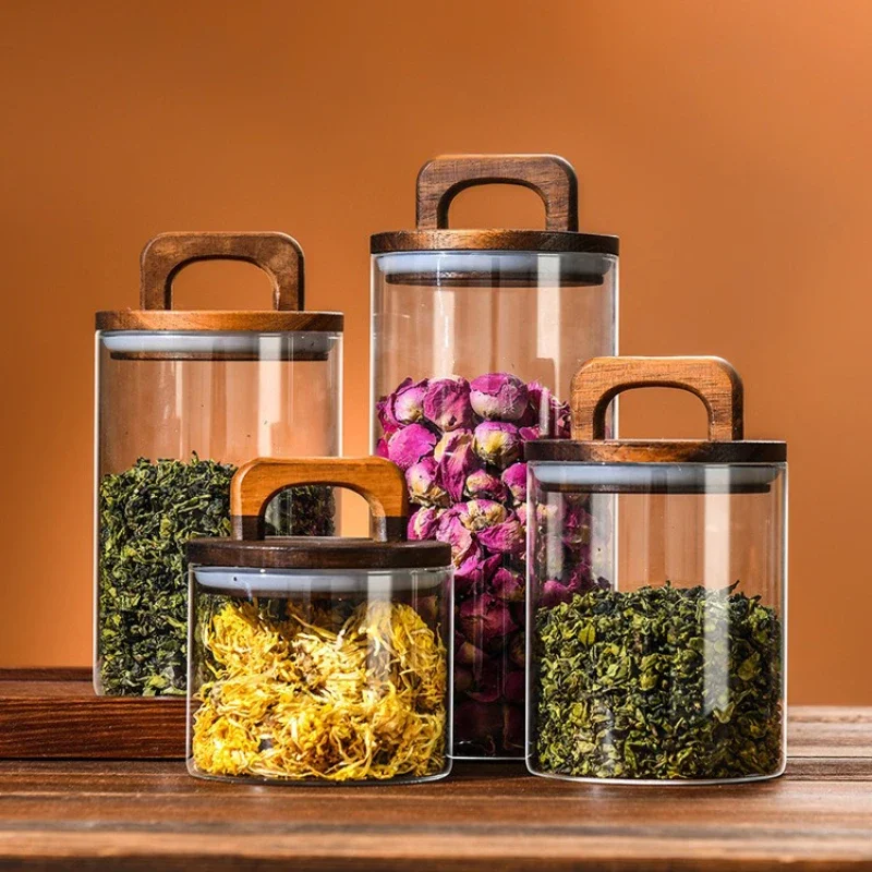 透明なガラス瓶 竹蓋付き 密封キャニスター 食品保存容器 ル - Coffee Tea Sugar Container Set のレビューと価格