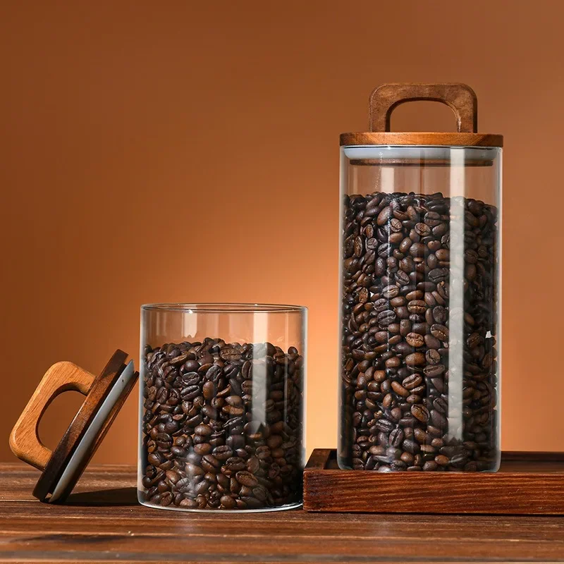 透明なガラス瓶 竹蓋付き 密封キャニスター 食品保存容器 ル - Coffee Tea Sugar Container Set のレビューと価格