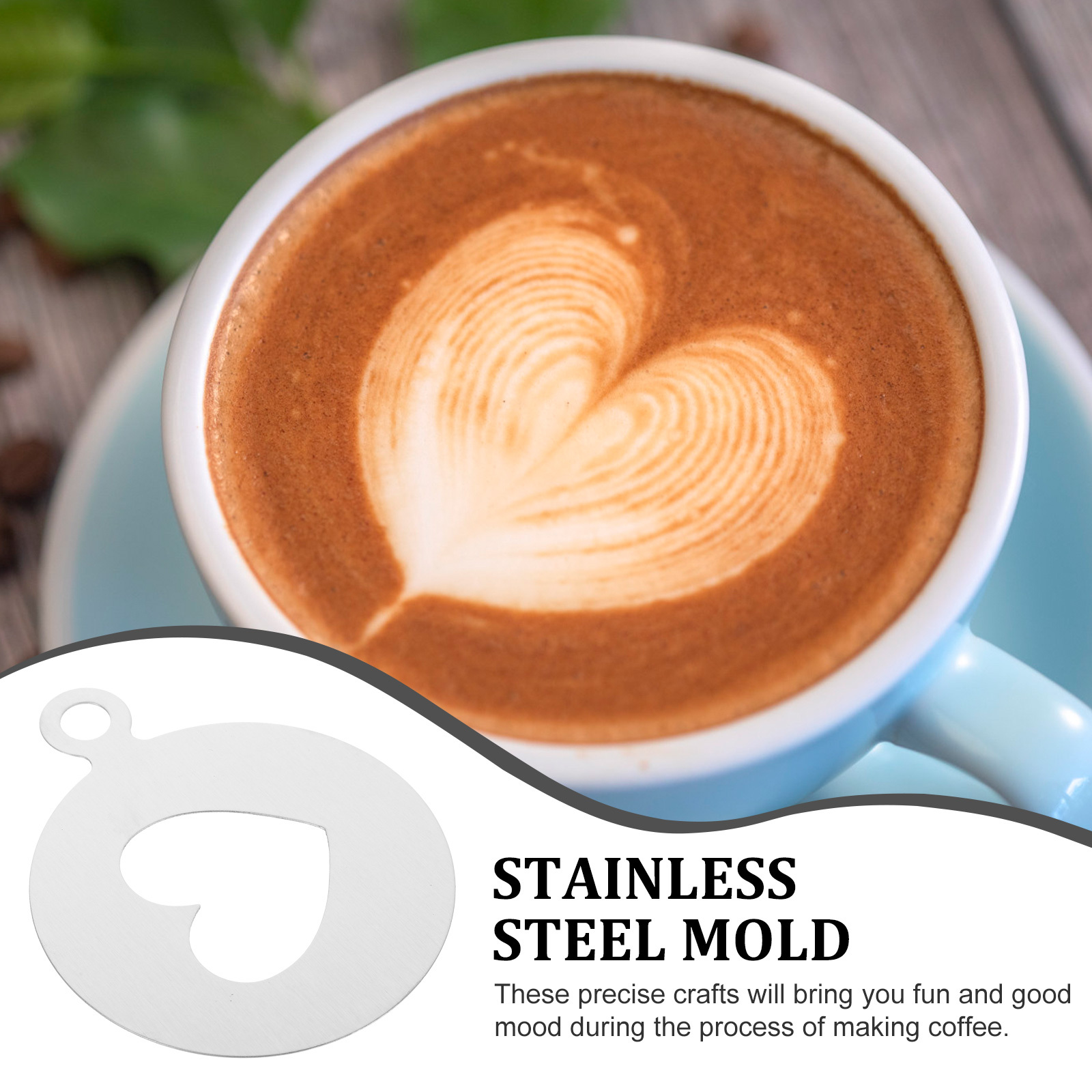 ハート型コーヒーステンシル 304 ステンレス鋼ラテアートケ - Coffee Stencil Art のレビューと価格