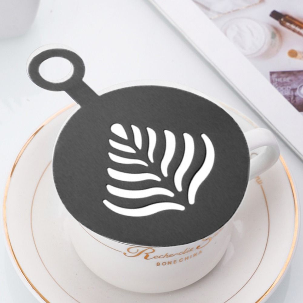 4個入りステンレス製ラテコーヒーステンシル、ハンドル付きで再 - Coffee Stencil Art のレビューと価格