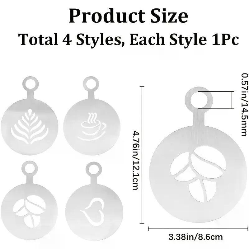4 ピース/セットステンレス鋼コーヒーステンシルアートステン - Coffee Stencil Art のレビューと価格