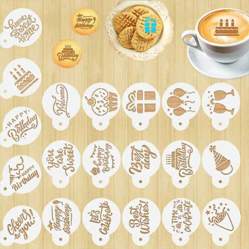プロのDIYラテアートステンシルセット、コーヒー、カプチーノ - Coffee Stencil Art のレビューと価格
