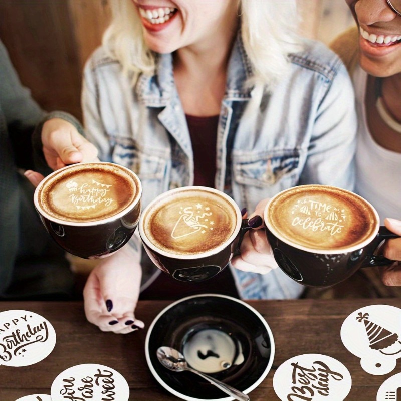 プロのDIYラテアートステンシルセット、コーヒー、カプチーノ - Coffee Stencil Art のレビューと価格
