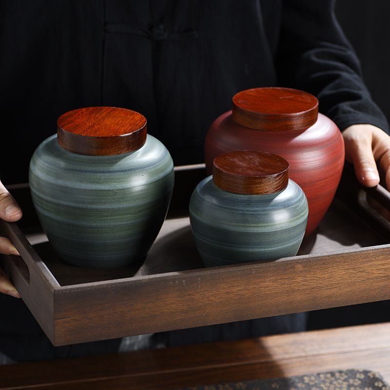 レトロなセラミック茶葉瓶、創造的な密封キャンディジャー、コー - Coffee Tea Bean Leaf のレビューと価格
