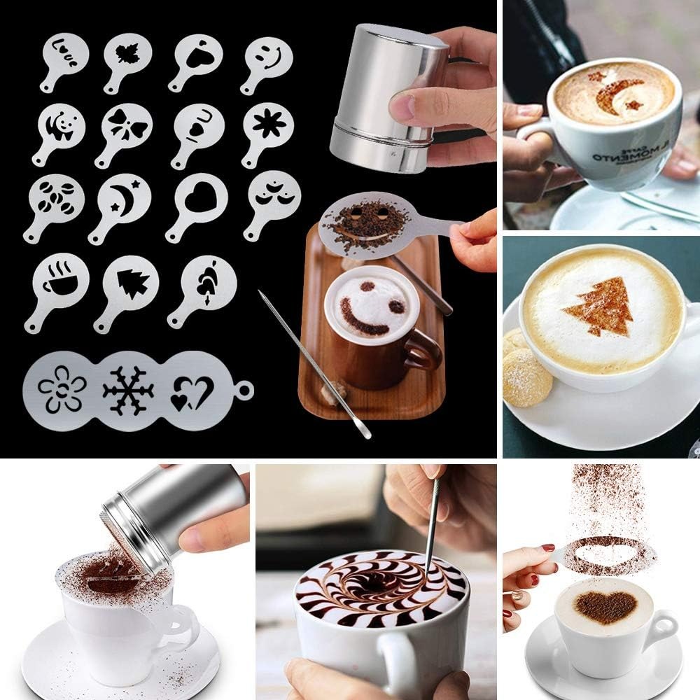 電動コーヒーフローサーセット：ピッチャー付きハンドヘルドミル - Coffee Stencil Art のレビューと価格