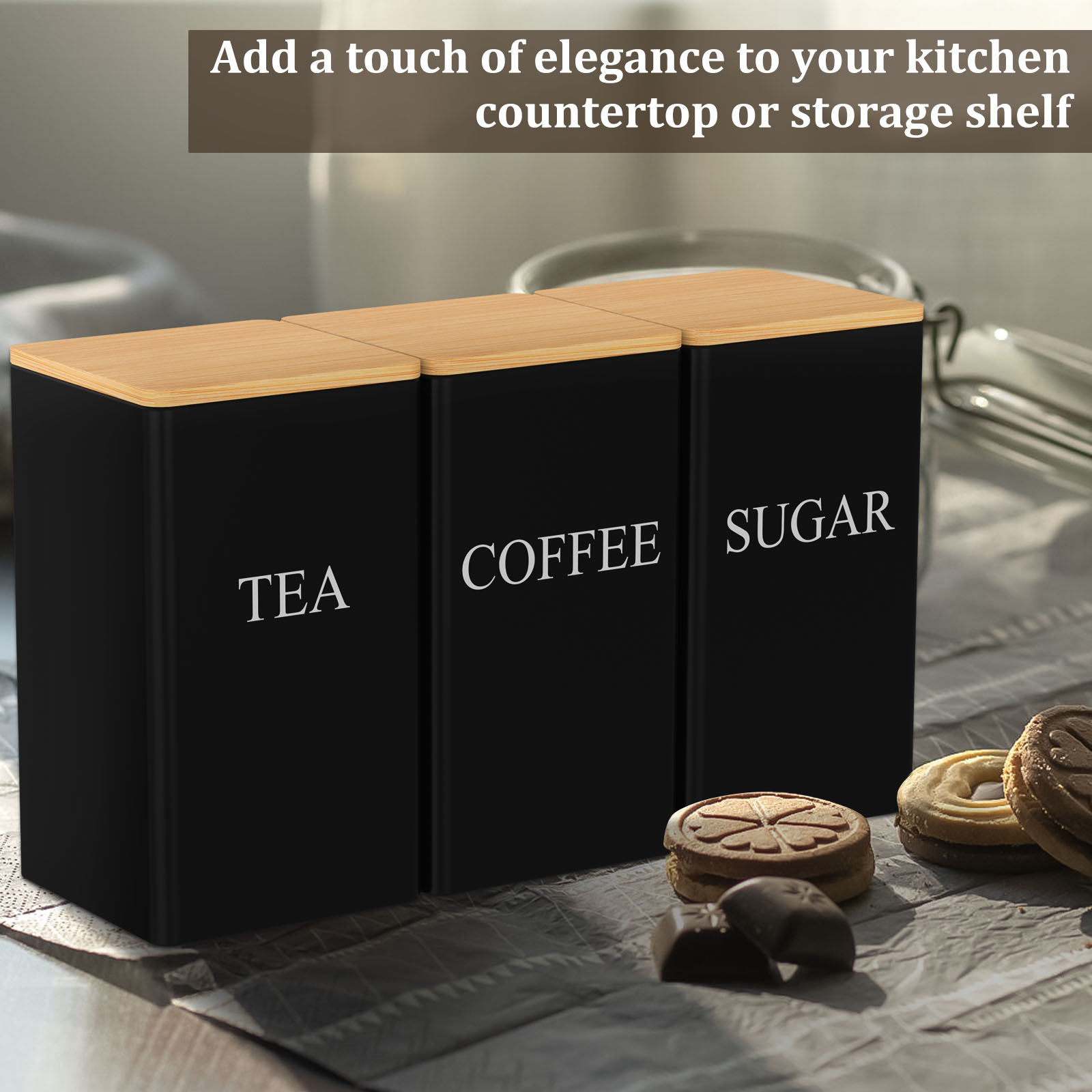 コーヒー豆保存瓶金属コーヒー紅茶砂糖容器シンプルなスタイルの - Coffee Tea Sugar Container Set のレビューと価格