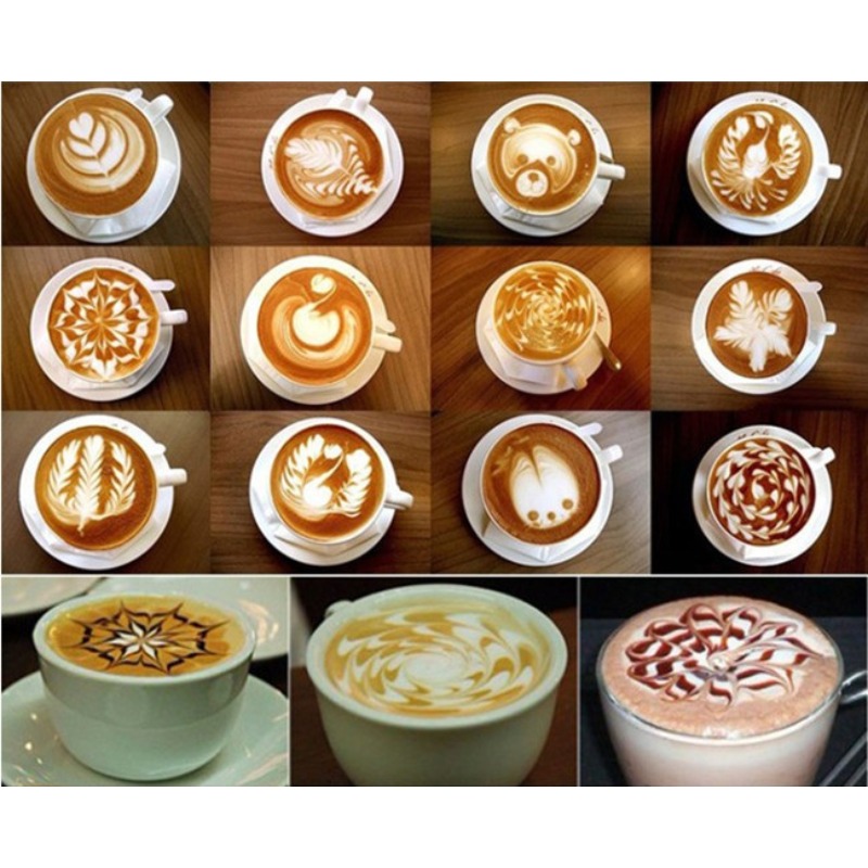 16 個のコーヒーアートステンシルバリスタツールラテカプチー - Coffee Stencil Art のレビューと価格